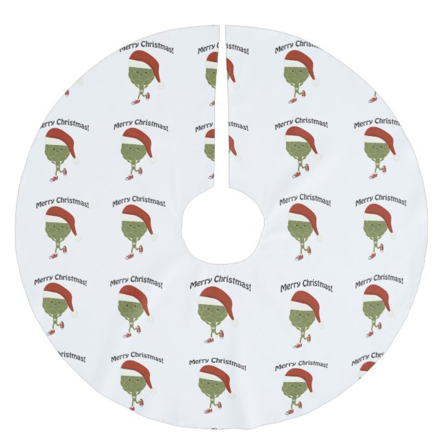 Saia Para Árvore De Natal De Poliéster Feliz Natal! Executando Artichoke (Frente)