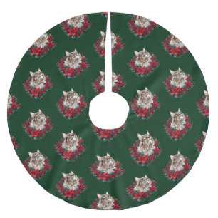 Saia Para Árvore De Natal De Poliéster Feliz Natal Gato Maine Coon 