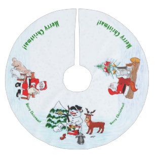 Saia Para Árvore De Natal De Poliéster Feliz Natal! Neve com Amigos