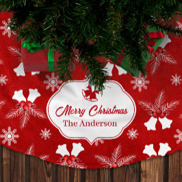 Saia Para Árvore De Natal De Poliéster Feliz Natal Red Patterno Célula de Natal