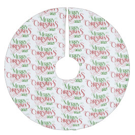 Saia Para Árvore De Natal De Poliéster Feliz Natal Vermelho Verde Festivo Tipografia Fest