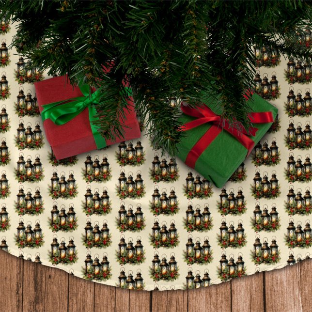 Saia Para Árvore De Natal De Poliéster Felizes Feriados Lanternas de inverno (Criador carregado)