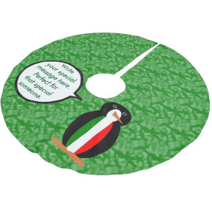 Saia Para Árvore De Natal De Poliéster Feriado da Bandeira Italiana Srta. Pinguim Falando