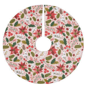 Saia Para Árvore De Natal De Poliéster Feriado de inverno de Poinsettia