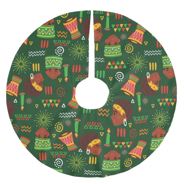 Saia Para Árvore De Natal De Poliéster feriado do kwanzaa africano indígenas tribal (Frente)