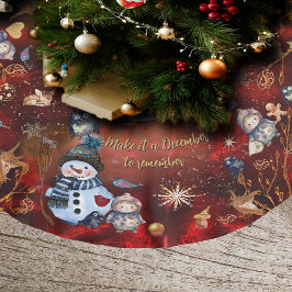 Saia Para Árvore De Natal De Poliéster Feriado Dourado VERMELHO rico com Caracteres