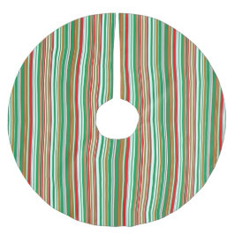 Saia Para Árvore De Natal De Poliéster Feriado Natal Vermelho Verde e Douradas Bandas