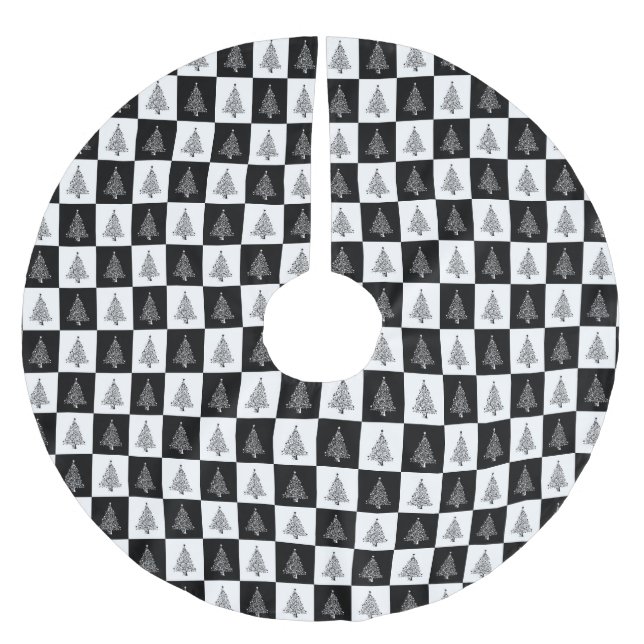 Saia Para Árvore De Natal De Poliéster Feriados brancos Elegantes de Natal Pretos (Frente)