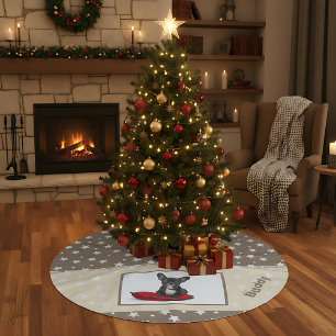 Saia Para Árvore De Natal De Poliéster Feriados de Natal com Padrão White Star para Foto