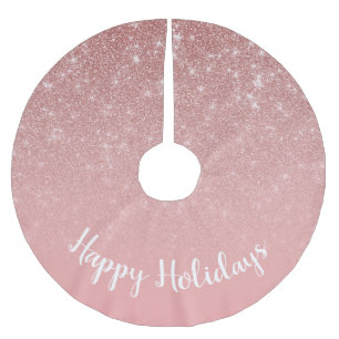 Saia Para Árvore De Natal De Poliéster Feriados Felizes de Textura Cinzenta Rosa Elegante