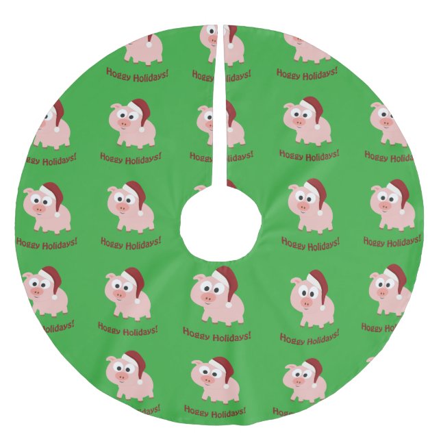 Saia Para Árvore De Natal De Poliéster Feriados Hoggy! Papais noeis (Frente)