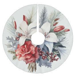 Saia Para Árvore De Natal De Poliéster Férias Vermelhas Brancas de Natal Elegantes