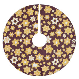 Saia Para Árvore De Natal De Poliéster Festa de Cookie de Natal com fundo de Borgonha