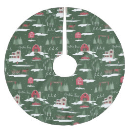 Saia Para Árvore De Natal De Poliéster Festivo Fa La La Natais vintages Cena de Fazenda d