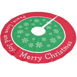 Saia Para Árvore De Natal De Poliéster Festivo Feliz Natal Vermelho e Neve Verde