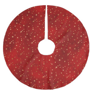 Saia Para Árvore De Natal De Poliéster Festivo Red & Gold Foil de inverno Estrelas de Nat