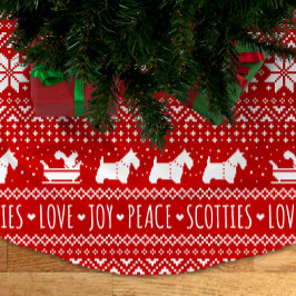 Saia Para Árvore De Natal De Poliéster Festivo Scottie Dogs Natal | Terriers escoceses
