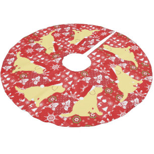 Saia Para Árvore De Natal De Poliéster Filhotes de cachorro vermelhos de Labrador do