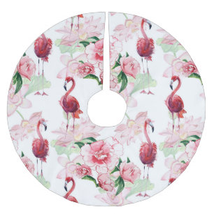 Saia Para Árvore De Natal De Poliéster Flamingo Rosa: Elegância do padrão sem costura