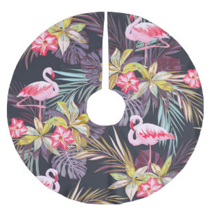 Saia Para Árvore De Natal De Poliéster Flamingo Tropical: Padrão sem costura de verão