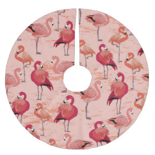 Saia Para Árvore De Natal De Poliéster Flamingos cor-de-rosa: padrão tropical sem costura