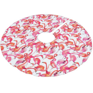 Saia Para Árvore De Natal De Poliéster Flamingos De Aquarela Em Aquarelas