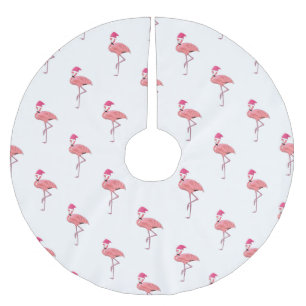 Saia Para Árvore De Natal De Poliéster Flamingos Natal Papai Noel Padrão
