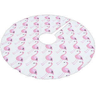 Saia Para Árvore De Natal De Poliéster Flamingos Rosa