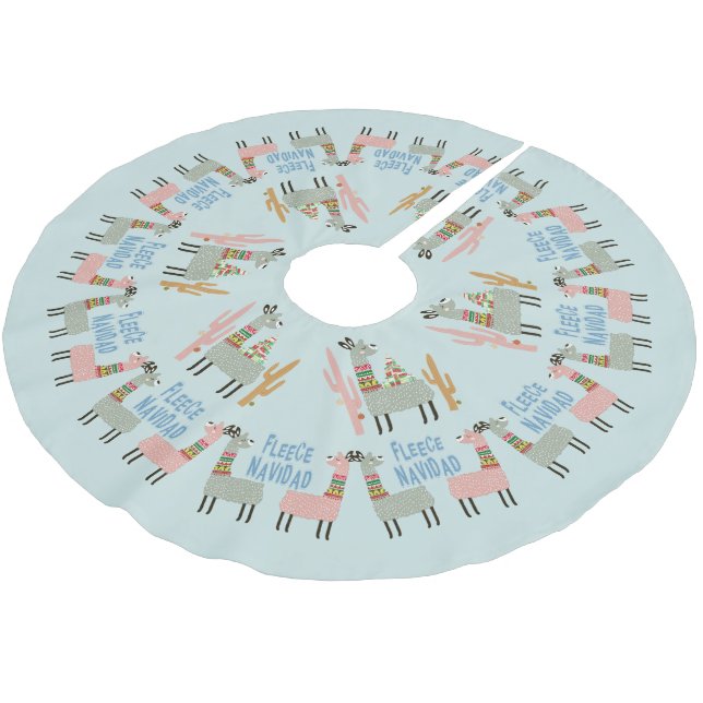 Saia Para Árvore De Natal De Poliéster Fleece Navidad Llamas (Inclinado)