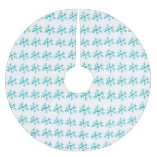 Saia Para Árvore De Natal De Poliéster Floco de Neve Aquarela Azul de Inverno
