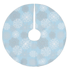 Saia Para Árvore De Natal De Poliéster Floco de neve azul-claro-chic