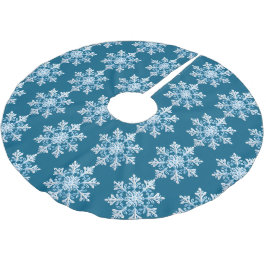 Saia Para Árvore De Natal De Poliéster Floco de Neve Azul de Natal Azul Teak White