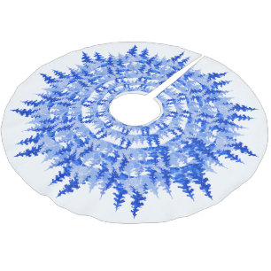Saia Para Árvore De Natal De Poliéster Floco de neve azul Feliz Natal árvore de pinheiro 