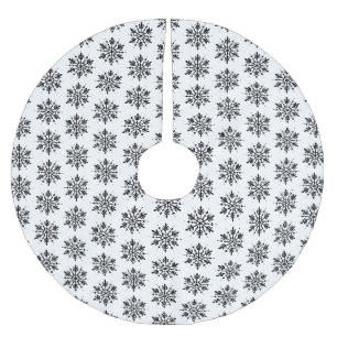 Saia Para Árvore De Natal De Poliéster Floco de Neve Minimalista Preto e Branco