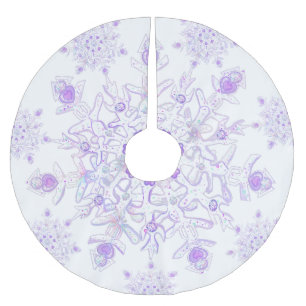 Saia Para Árvore De Natal De Poliéster floco de neve roxo leve e coração brilhando