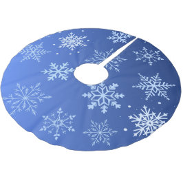 Saia Para Árvore De Natal De Poliéster Flocos de Neve Azuis Modernos