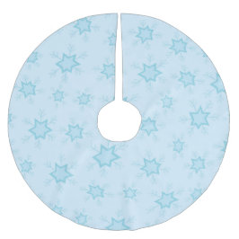 Saia Para Árvore De Natal De Poliéster Flocos de neve, Azul Gelo, Flocos de Neve Gelados,