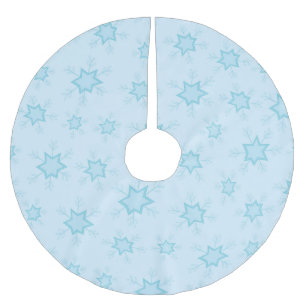 Saia Para Árvore De Natal De Poliéster Flocos de neve, Azul Gelo, Flocos de Neve Gelados,