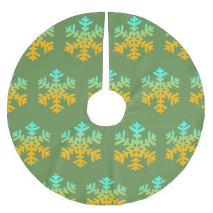 Saia Para Árvore De Natal De Poliéster Flocos de neve Blue Yellow Custom Tree Skirt