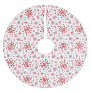Saia Para Árvore De Natal De Poliéster Flocos de neve bonito de Natal Vermelho em Branco 
