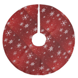 Saia Para Árvore De Natal De Poliéster Flocos de neve brancos com saia de árvore de fundo
