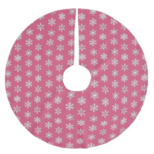 Saia Para Árvore De Natal De Poliéster Flocos de neve brancos de 3 d, fundo personalizáve