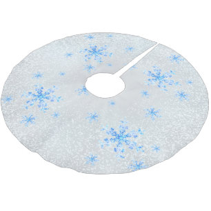 Saia Para Árvore De Natal De Poliéster Flocos de Neve Cristal Branco
