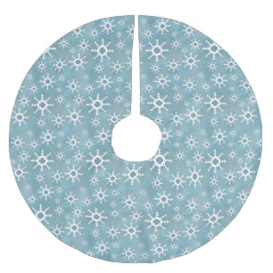 Saia Para Árvore De Natal De Poliéster Flocos de Neve de Inverno do Sudoeste Azul e Branc