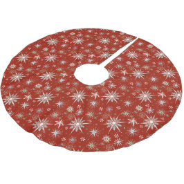 Saia Para Árvore De Natal De Poliéster Flocos de Neve de Meados do Século em Abundância s