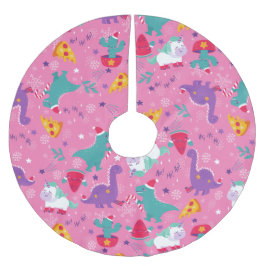 Saia Para Árvore De Natal De Poliéster flocos de neve de melancia unicorn de pizza de nat