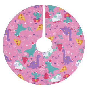 Saia Para Árvore De Natal De Poliéster flocos de neve de melancia unicorn de pizza de nat