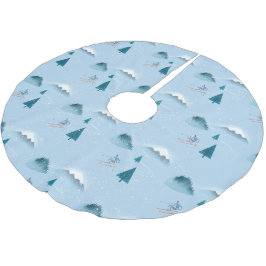 Saia Para Árvore De Natal De Poliéster Flocos de neve e esquiador de Descida