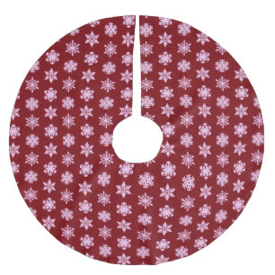 Saia Para Árvore De Natal De Poliéster Flocos de neve Ikat - Vinho Borgonha e Rosa