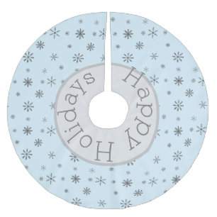 Saia Para Árvore De Natal De Poliéster Flocos de neve modernos de inverno personalizáveis